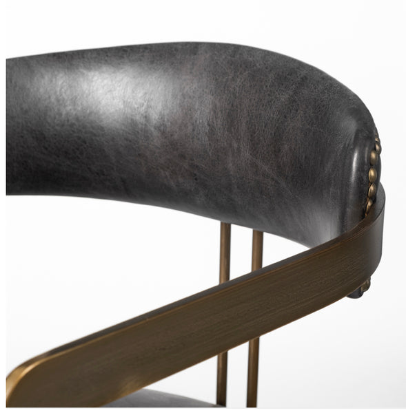 Black Leather & Iron Dining Chair