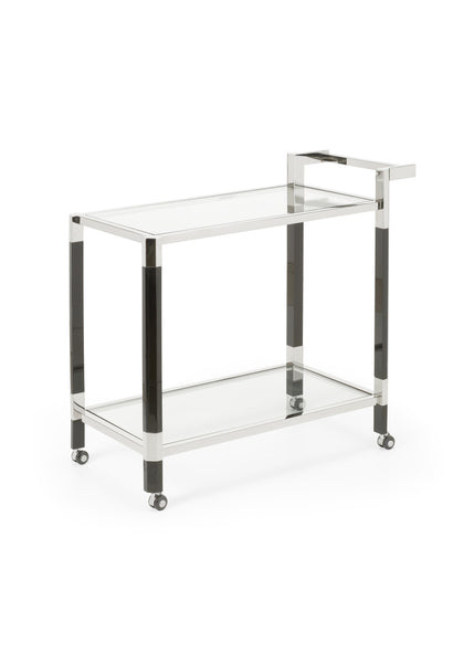 Black Acrylic Bar Car w/ Polished Nickel Finish