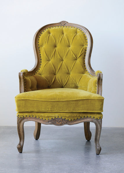 Chartreuse Velvet Accent Chair