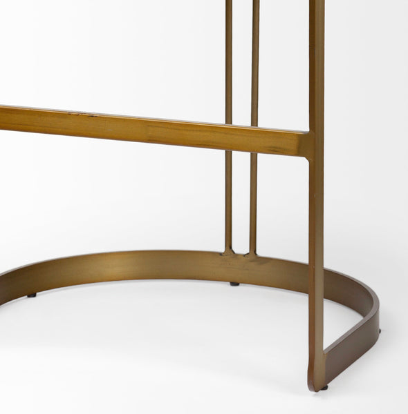 Black Leather & Gold Iron Bar Stool