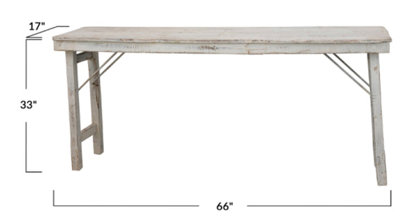 Whitewashed Reclaimed Folding Table