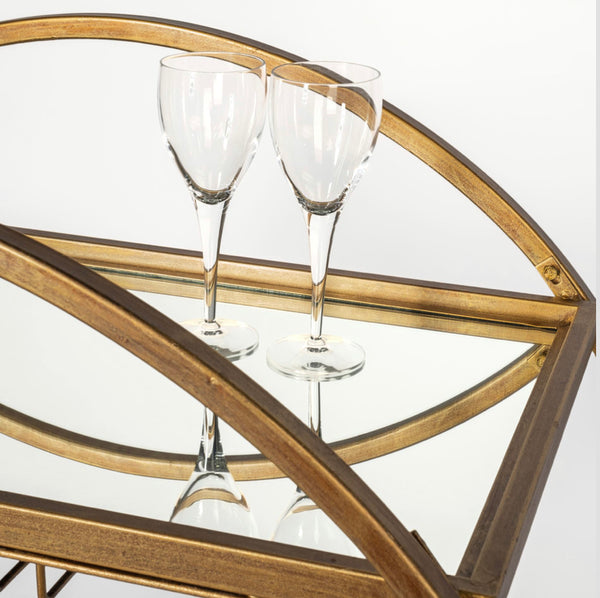Glass & Gold Iron Bar Cart