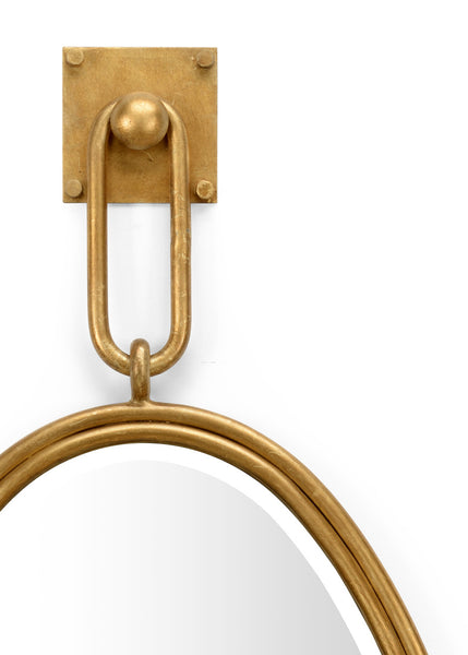 Gold Leaf Oval Mirror w/ Hook