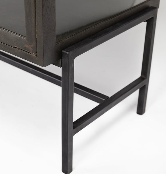 Black/Brown Wood & Glass Cabinet