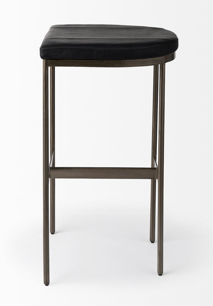 Black Faux Leather Bar Stool