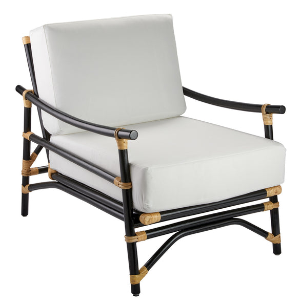 Black Rattan Chair & Ottoman