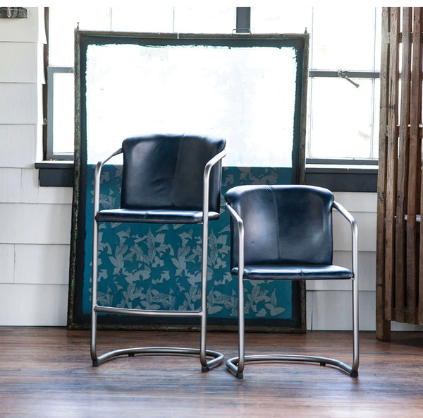Blue Leather Armchair