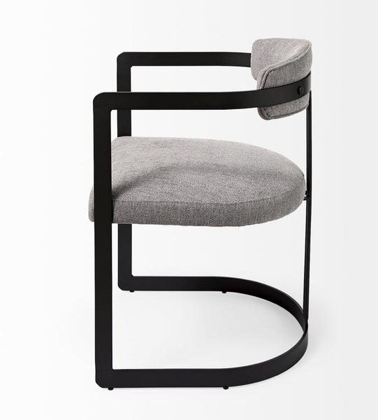 Grey Fabric & Curved Black Iron Chair