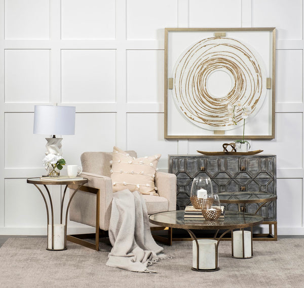 Gray Wood Hexagon 3 Drawer Cabinet
