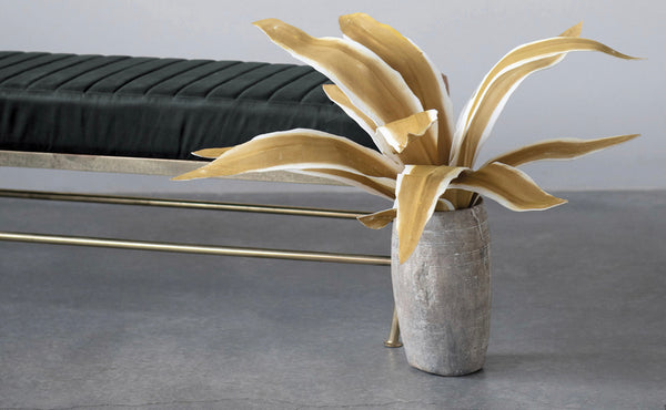 Black Leather & Iron Bench