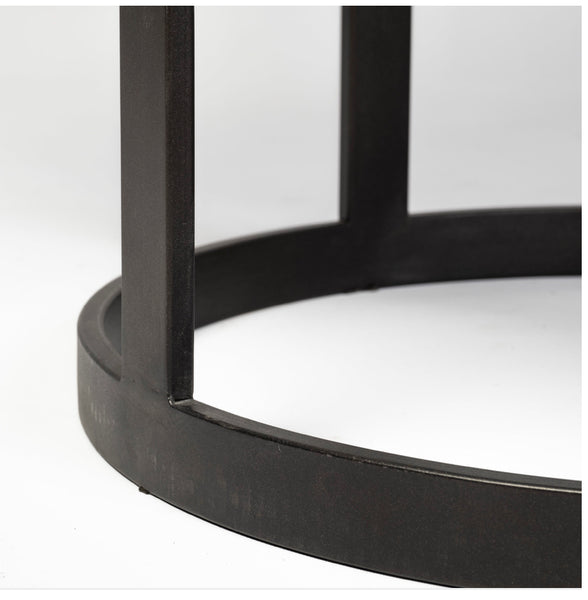 48” Marble Table w/ Black Iron Base