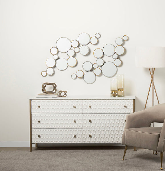 White & Gold 6 Drawer Chest