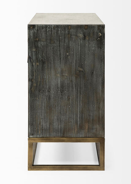 Gray Wood Hexagon 3 Drawer Cabinet