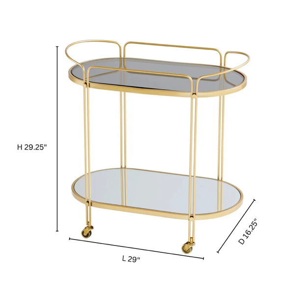 Oval Gold Iron Bar Cart