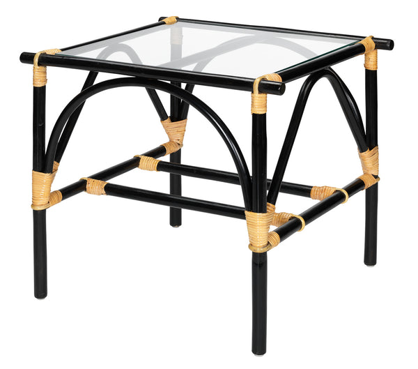 Black Rattan Side Table