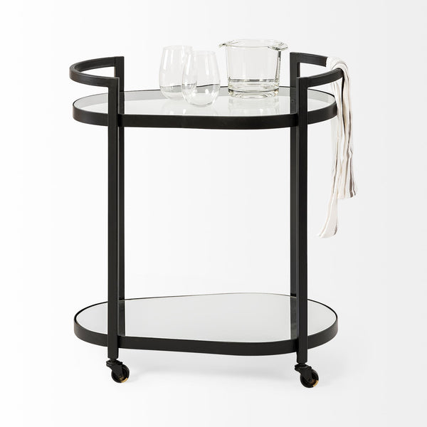 Black 2 Tier Bar Cart