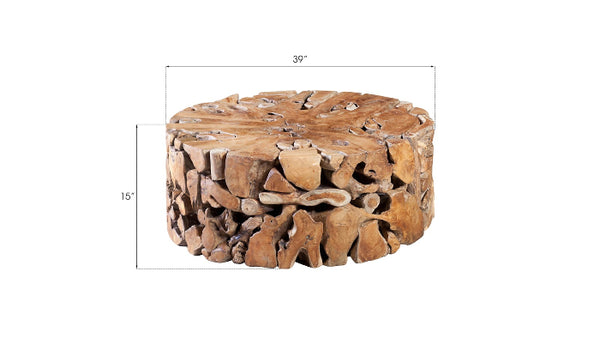 Teak Chunk Round Coffee Table