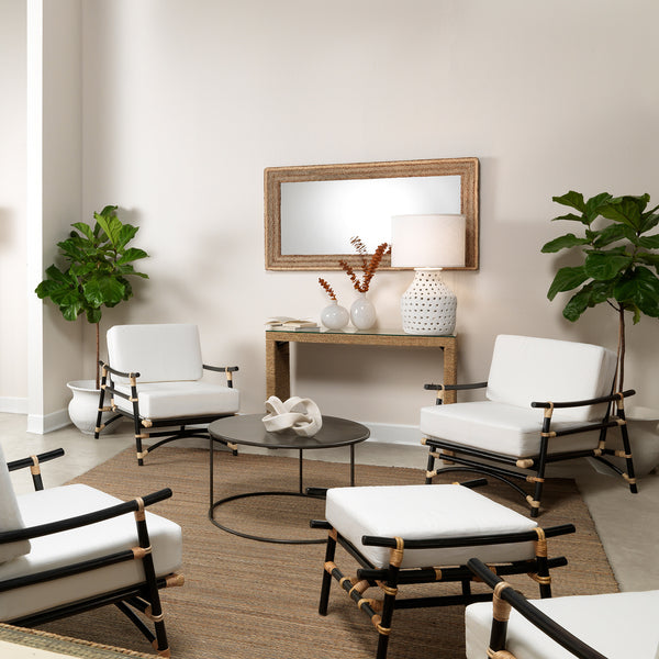 Black Rattan Chair & Ottoman