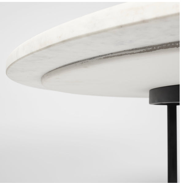 48” Marble Table w/ Black Iron Base