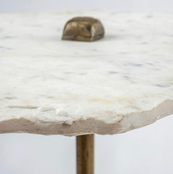 Marble & Triangle Iron Accent Table