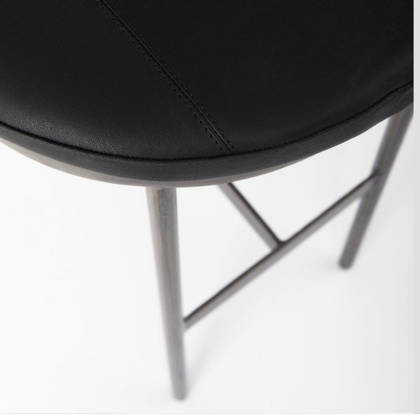 Black Faux Leather Bar Stool