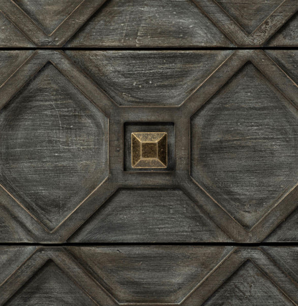 Gray Wood Hexagon 3 Drawer Cabinet