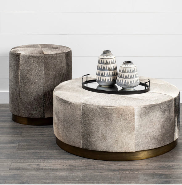 Hair on Hide Ottoman tall