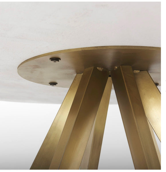 48” Marble & Gold Iron Dining Table