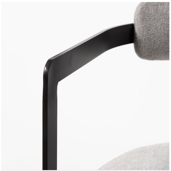 Grey Fabric & Curved Black Iron Chair