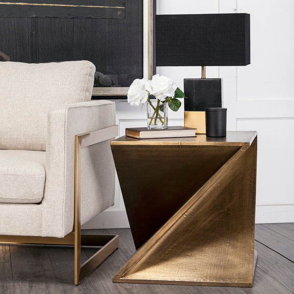 Metal Clad Wood Z Side Table