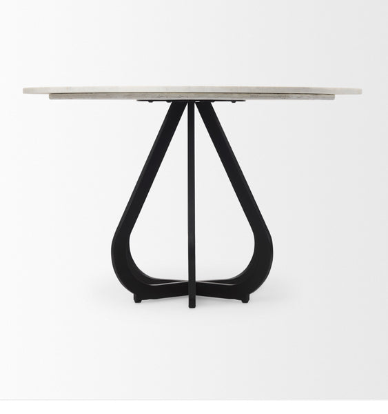 48” Marble & Black Iron Dining Table