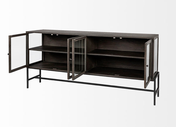 Black/Brown Wood & Glass Cabinet