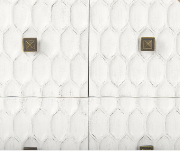 White & Gold 6 Drawer Chest