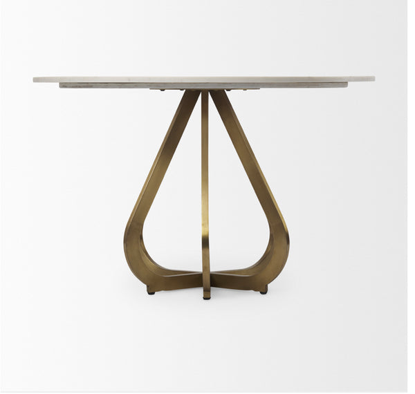 48” Marble & Gold Iron Dining Table