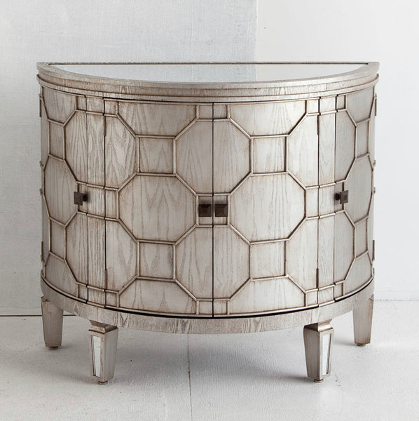 Mirror Top 4 Door Demilune Cabinet
