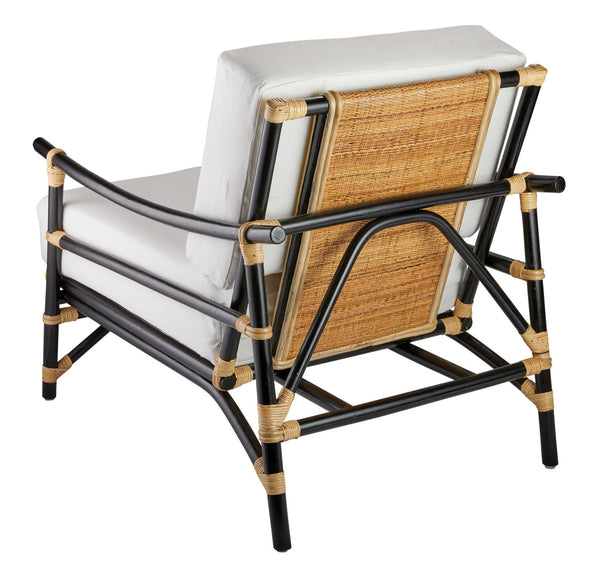 Black Rattan Chair & Ottoman