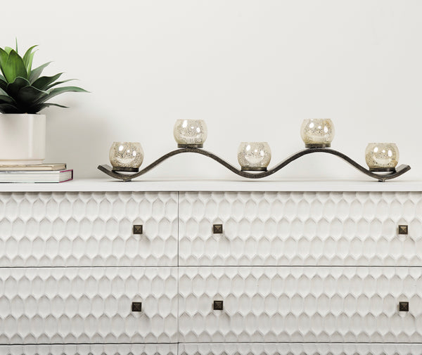 White & Gold 6 Drawer Chest
