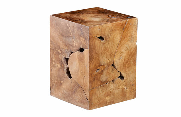 Teak Slice Square Stool