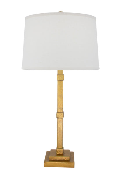 Gold Leaf Lamp w/ Square Navy Shade