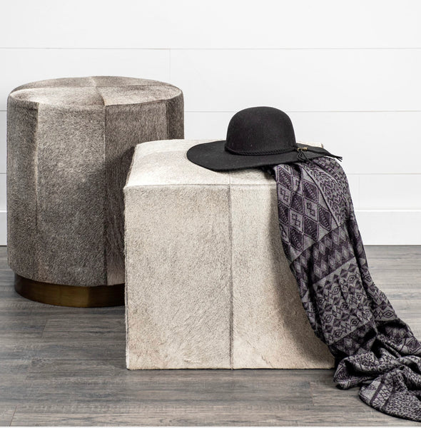 Hair on Hide Ottoman tall