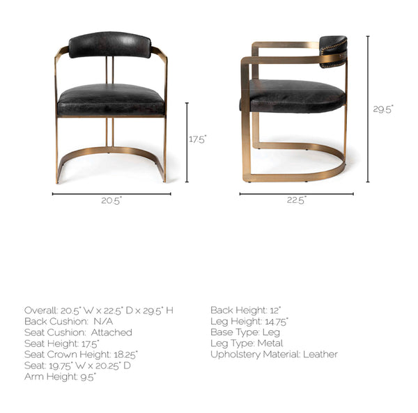 Black Leather & Iron Dining Chair