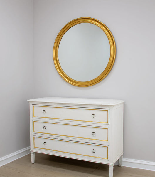 40” Antique Gold Leaf Round Mirror