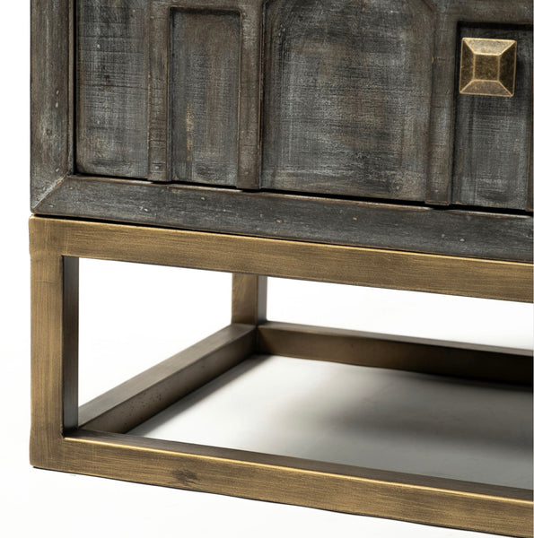 Gray Wood Hexagon 3 Drawer Cabinet