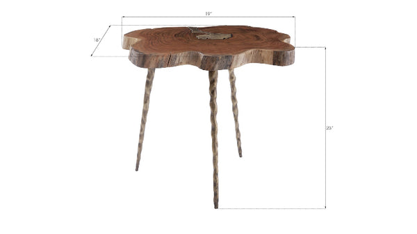 Molten Brass & Wood Side Table lrg