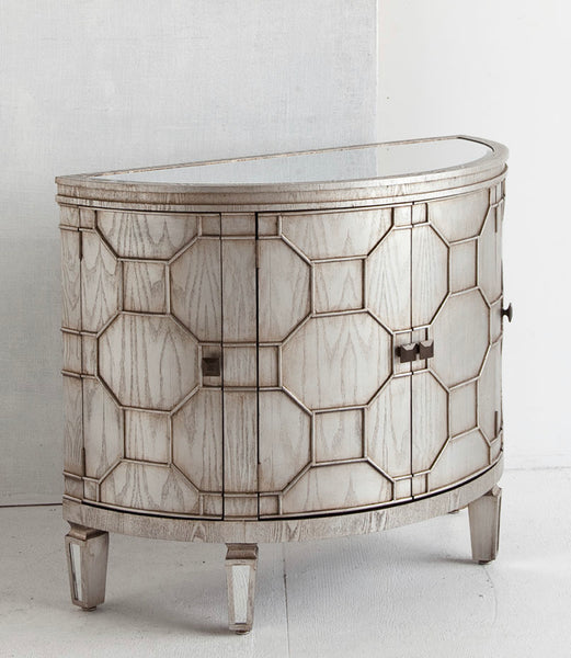 Mirror Top 4 Door Demilune Cabinet
