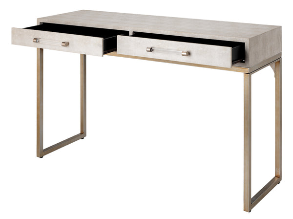 Faux Shagreen Console Ivory