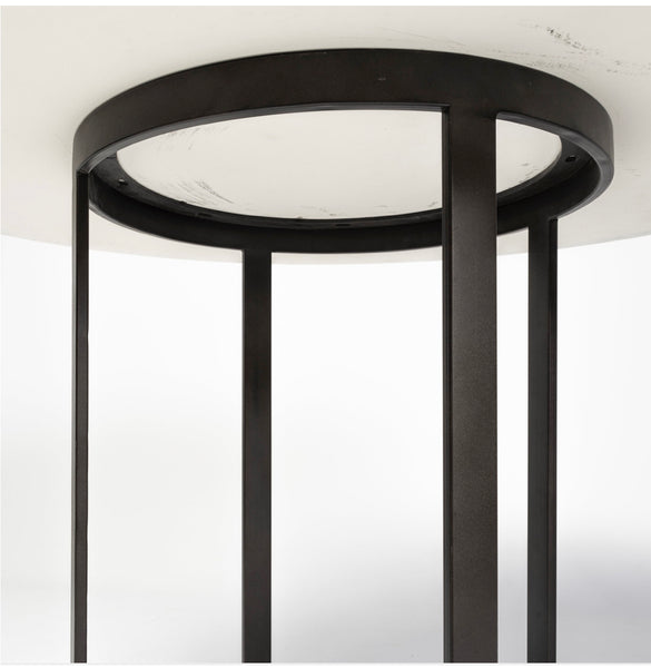 48” Marble Table w/ Black Iron Base