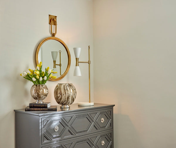 Gold Leaf Round Mirror w/ Hook