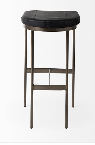 Black Faux Leather Bar Stool