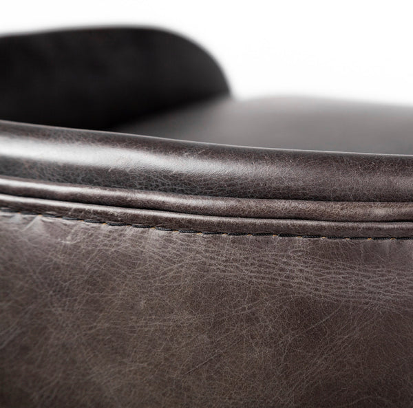 Black Leather & Gold Iron Bar Stool